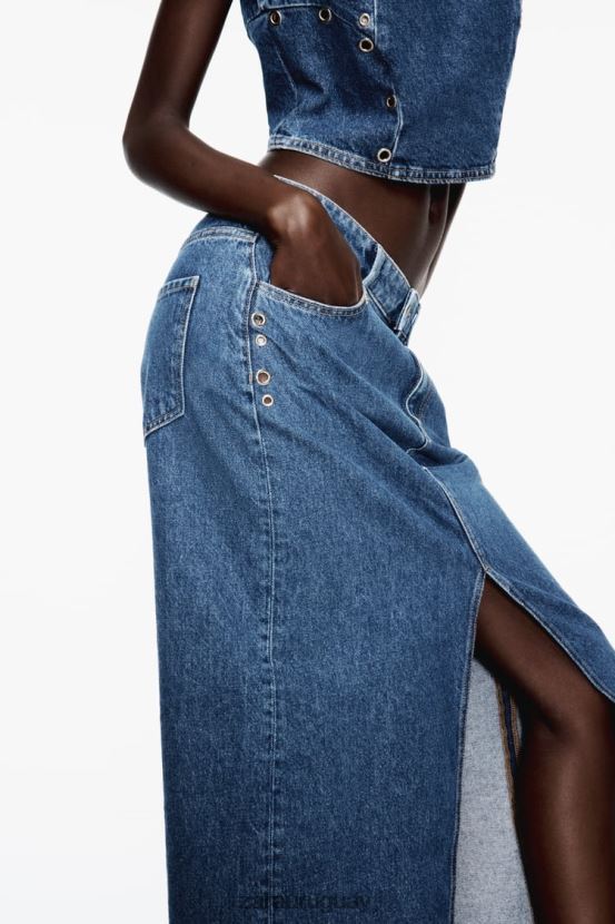 Zara falda vaquera con anilla z1975 mujer H6RHL2668 azul medio ropa