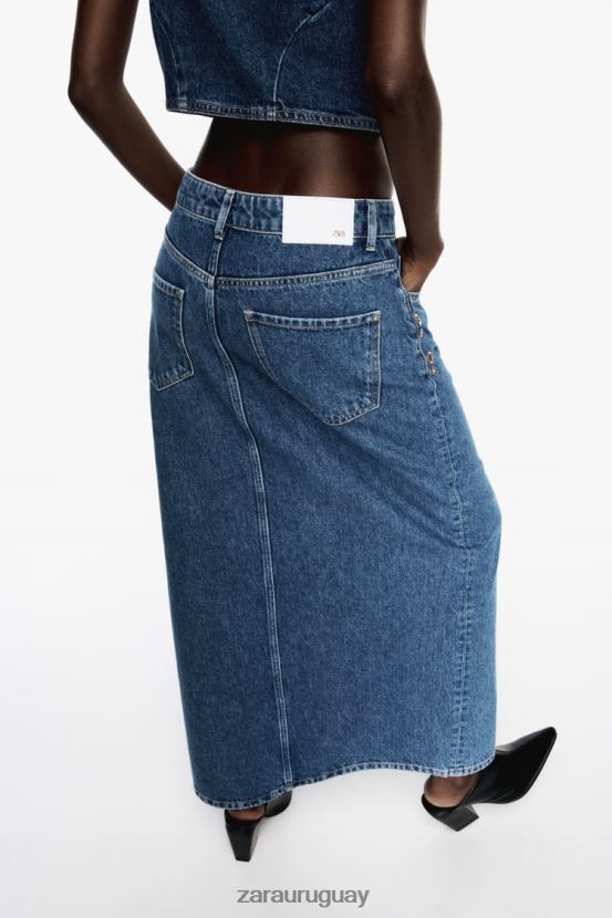 Zara falda vaquera con anilla z1975 mujer H6RHL2668 azul medio ropa