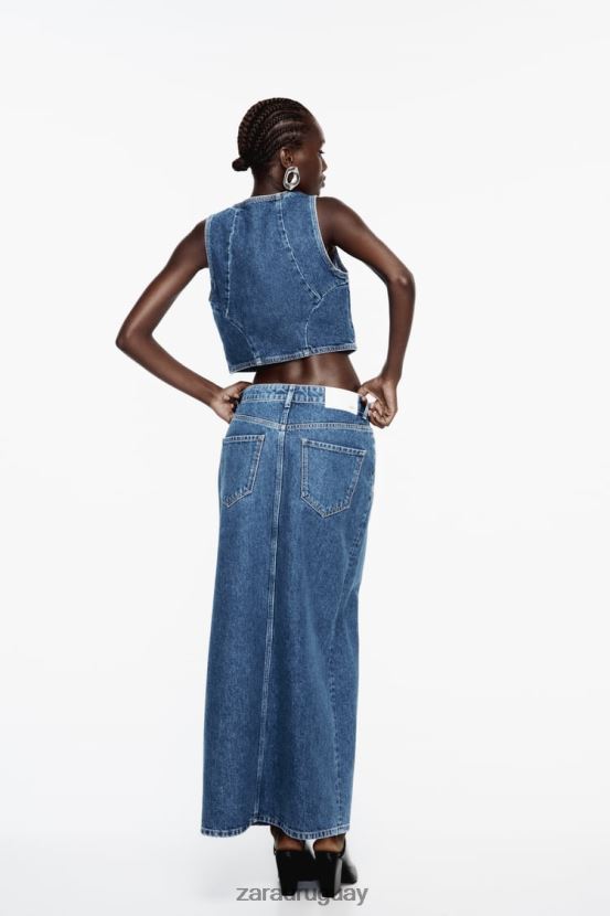 Zara falda vaquera con anilla z1975 mujer H6RHL2668 azul medio ropa