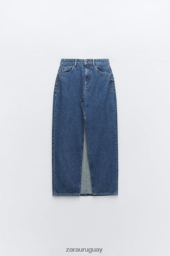 Zara falda vaquera con anilla z1975 mujer H6RHL2668 azul medio ropa