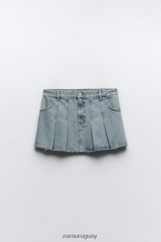 Zara falda vaquera plisada mujer H6RHL2716 azul ropa