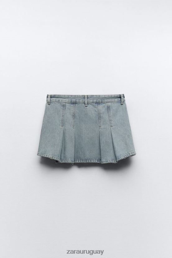 Zara falda vaquera plisada mujer H6RHL2716 azul ropa