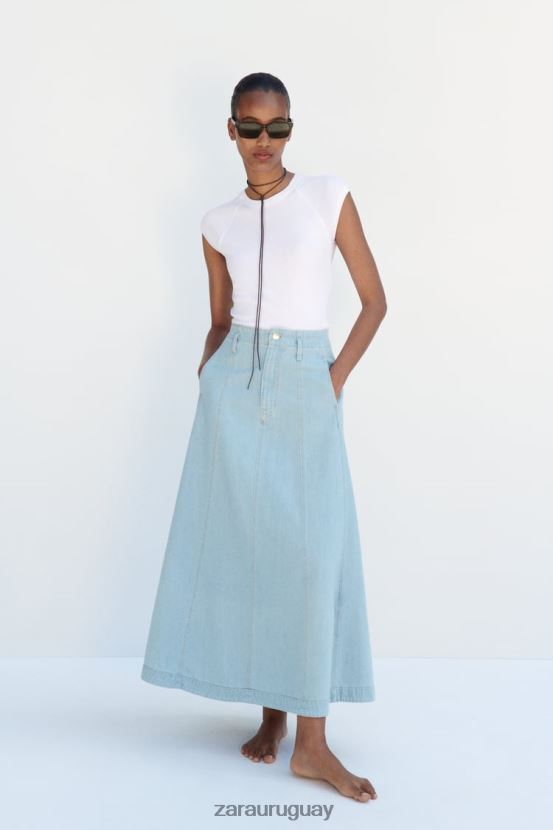 Zara falda vaquera z1975 mujer H6RHL2691 azul medio ropa