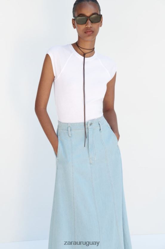 Zara falda vaquera z1975 mujer H6RHL2691 azul medio ropa