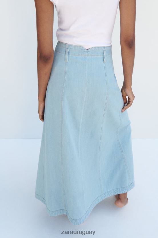 Zara falda vaquera z1975 mujer H6RHL2691 azul medio ropa