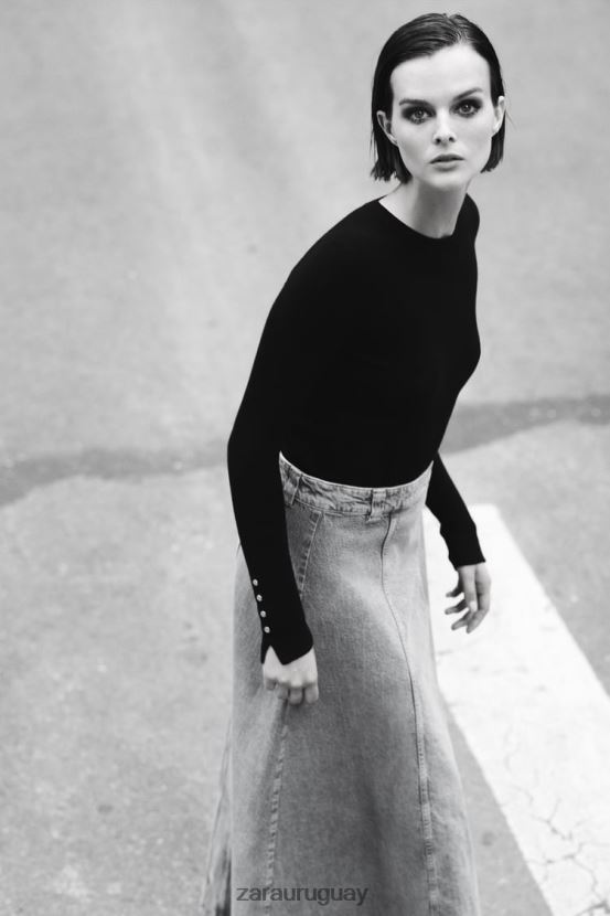 Zara falda vaquera z1975 mujer H6RHL2717 azul medio ropa