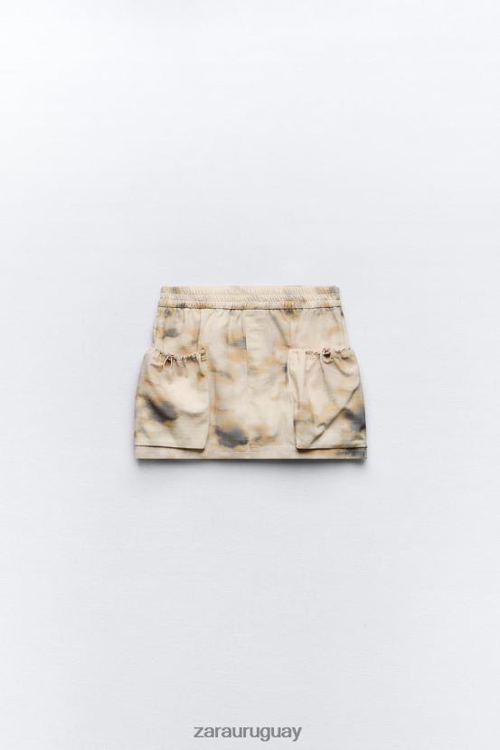 Zara minifalda cargo estampada mujer H6RHL2663 beige ropa