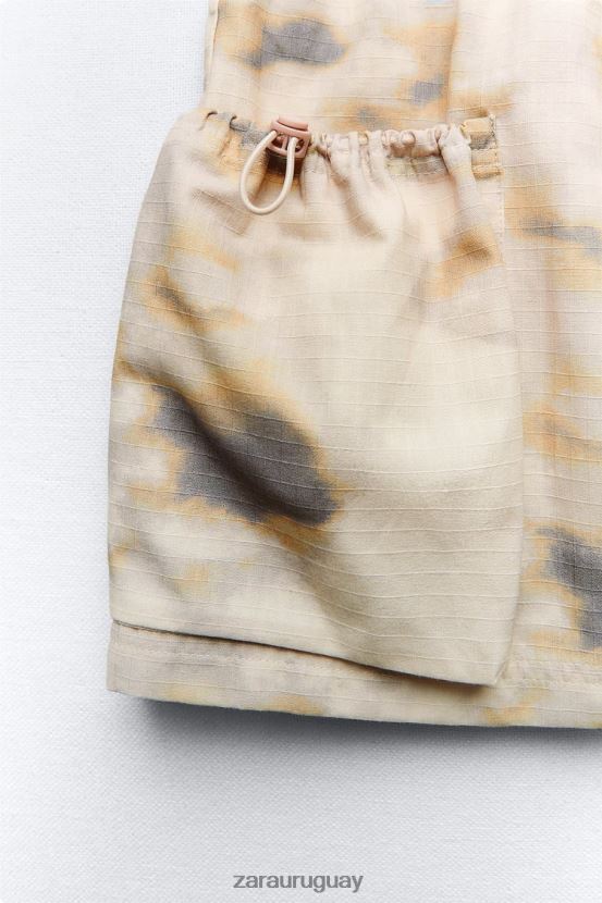 Zara minifalda cargo estampada mujer H6RHL2663 beige ropa