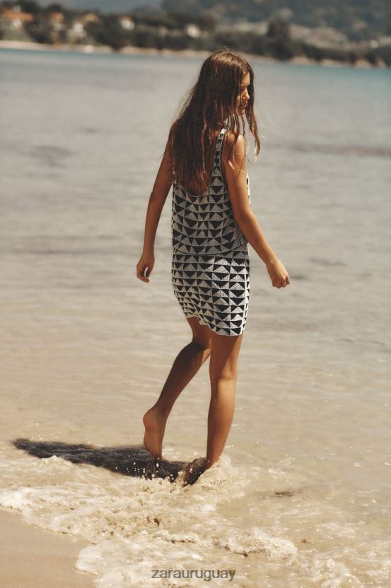 Zara minifalda con cuentas mujer H6RHL2712 blanco negro ropa