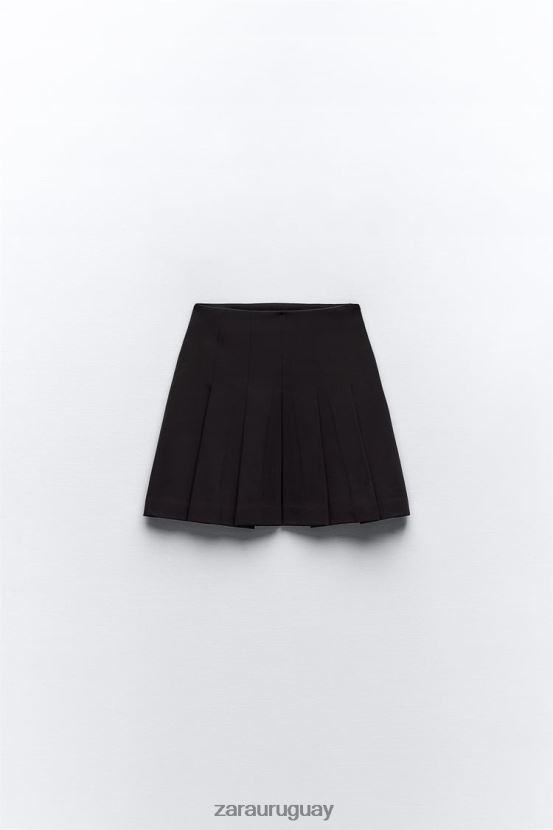 Zara minifalda con pliegues mujer H6RHL2659 negro ropa