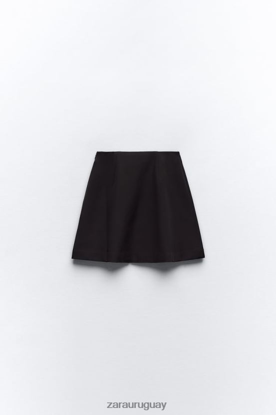 Zara minifalda con pliegues mujer H6RHL2659 negro ropa