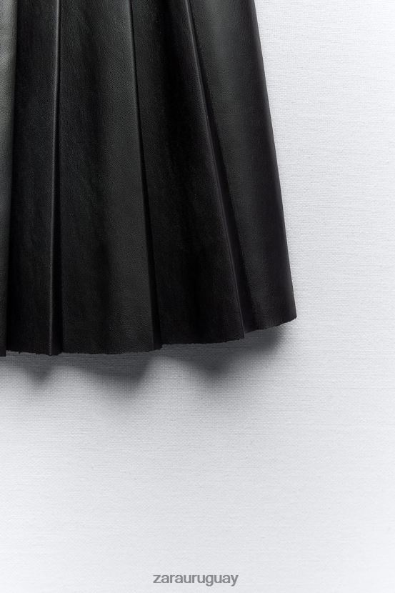 Zara minifalda de cuero sintético mujer H6RHL2639 negro ropa