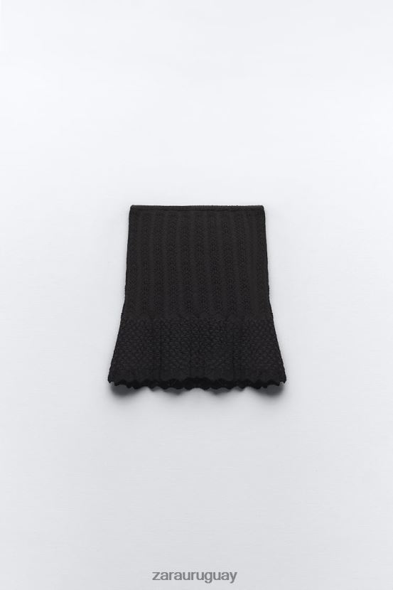 Zara minifalda de punto pointelle mujer H6RHL2667 negro ropa