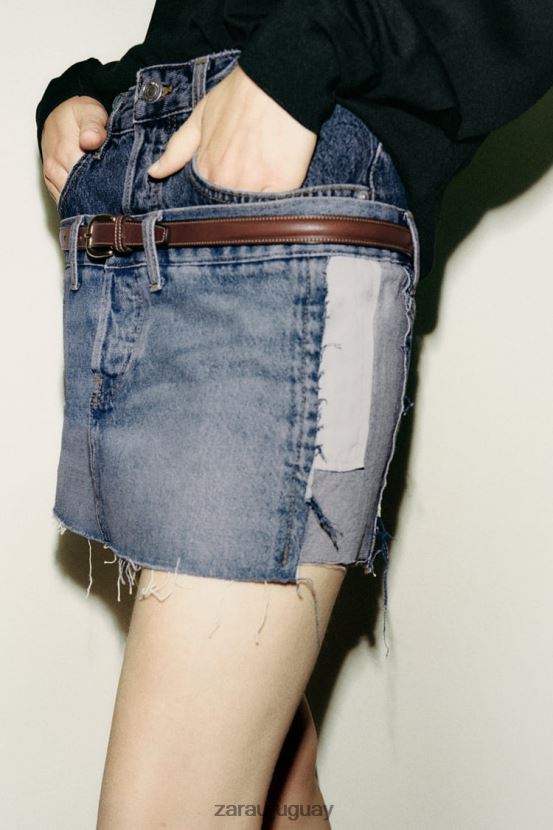 Zara minifalda denim zw mujer H6RHL2715 azul ropa