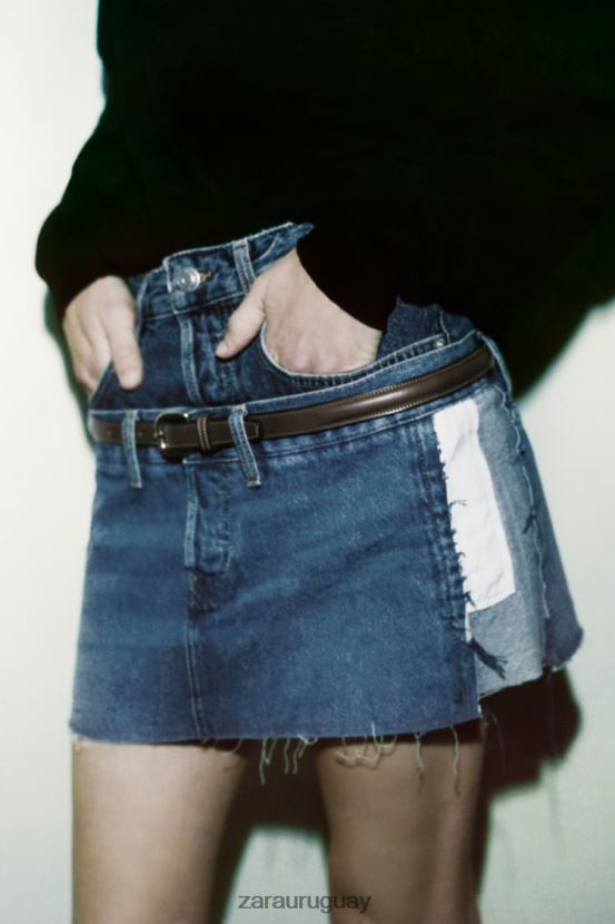 Zara minifalda denim zw mujer H6RHL2715 azul ropa