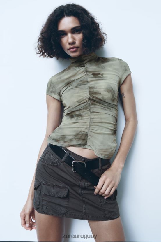 Zara minifalda tipo cargo mujer H6RHL2646 gris ropa