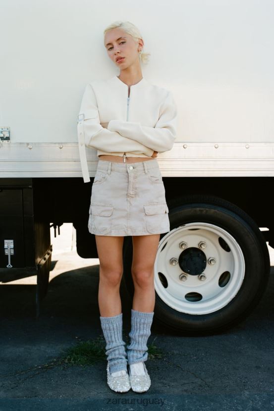 Zara minifalda tipo cargo mujer H6RHL2680 camello claro ropa