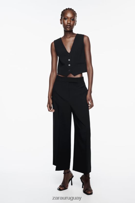 Zara culottes de cintura alta mujer H6RHL2870 negro ropa