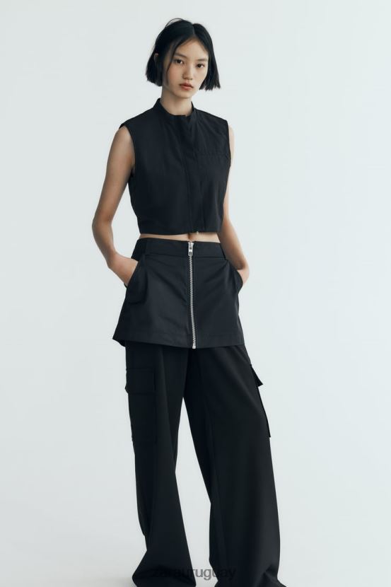 Zara falda pantalón de nailon mujer H6RHL2495 negro ropa