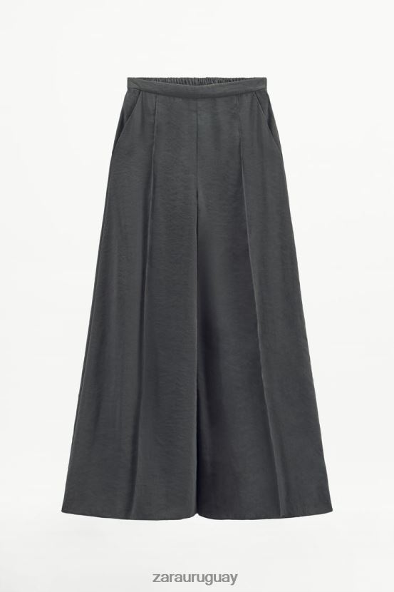 Zara pantalones anchos con pinzas mujer H6RHL2832 gris ropa