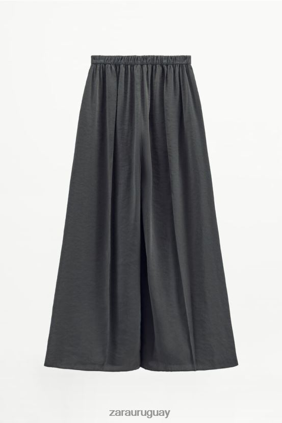Zara pantalones anchos con pinzas mujer H6RHL2832 gris ropa