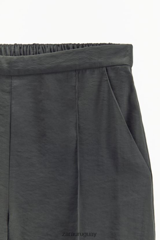 Zara pantalones anchos con pinzas mujer H6RHL2832 gris ropa