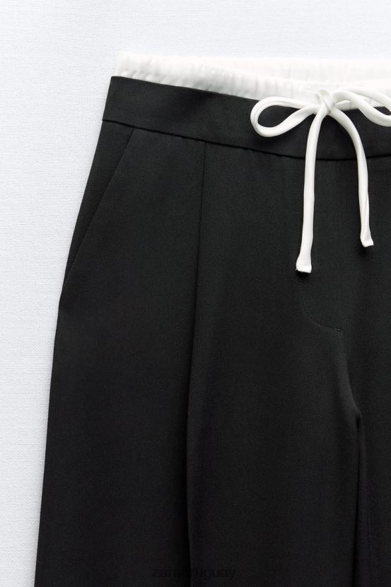 Zara pantalones boxer combinados mujer H6RHL2486 negro ropa