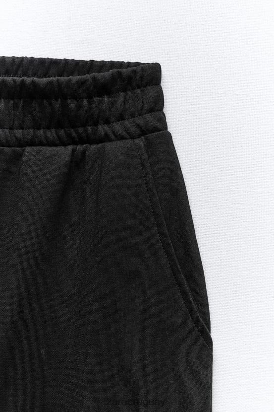 Zara pantalones cargo de felpa mujer H6RHL2489 negro ropa