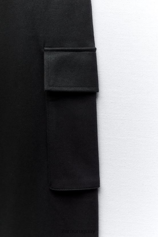 Zara pantalones cargo de felpa mujer H6RHL2489 negro ropa