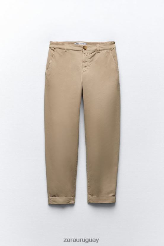 Zara pantalones chinos mujer H6RHL2499 camello medio ropa