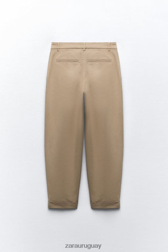 Zara pantalones chinos mujer H6RHL2499 camello medio ropa