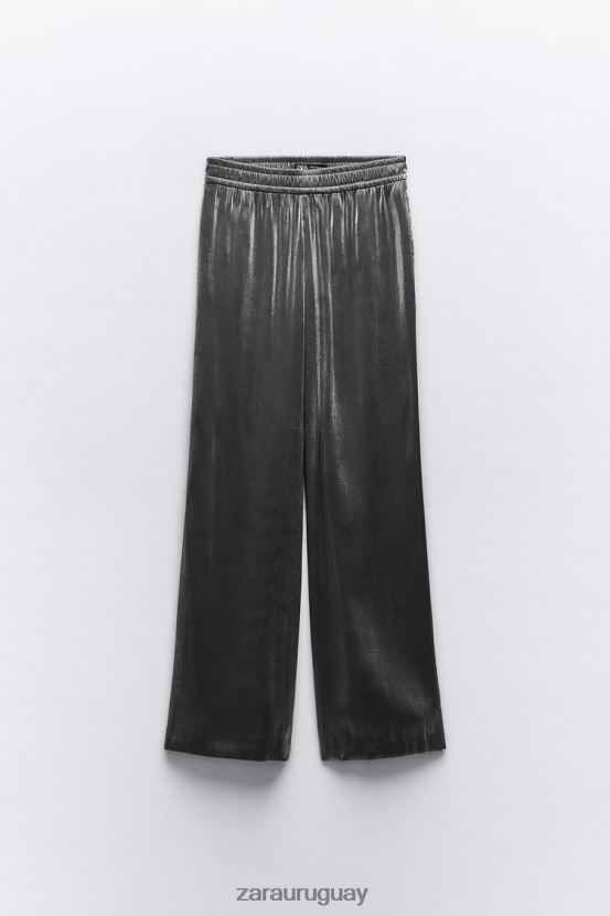 Zara pantalones de aluminio mujer H6RHL2938 plata ropa