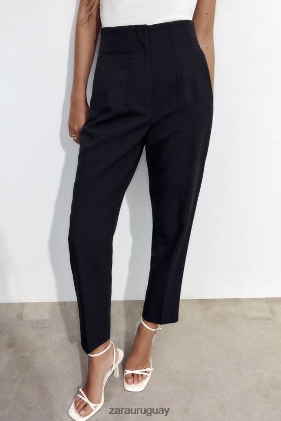 Zara pantalones de cintura alta mujer H6RHL2500 negro ropa