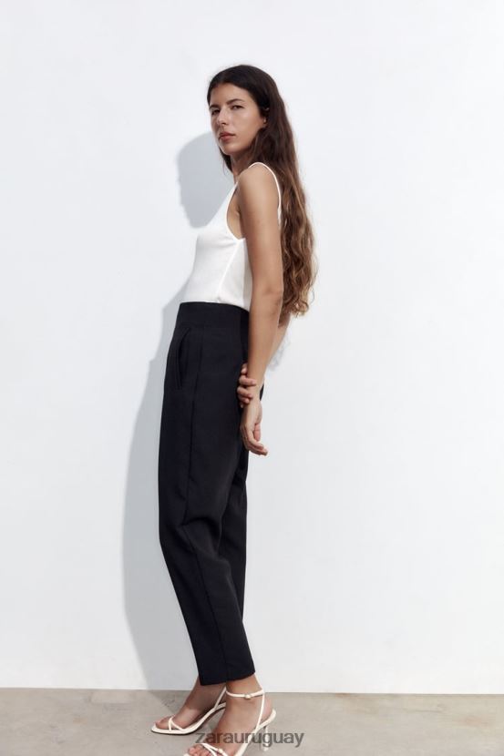 Zara pantalones de cintura alta mujer H6RHL2500 negro ropa