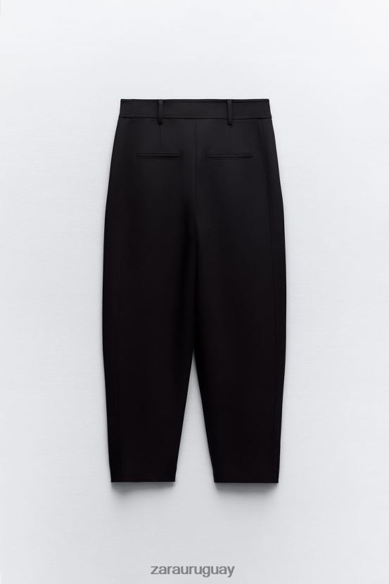 Zara pantalones tapered con pliegues mujer H6RHL2874 negro ropa