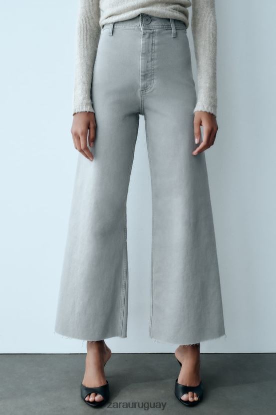 Zara jeans acampanados zw the dreed mujer H6RHL2516 gris ropa