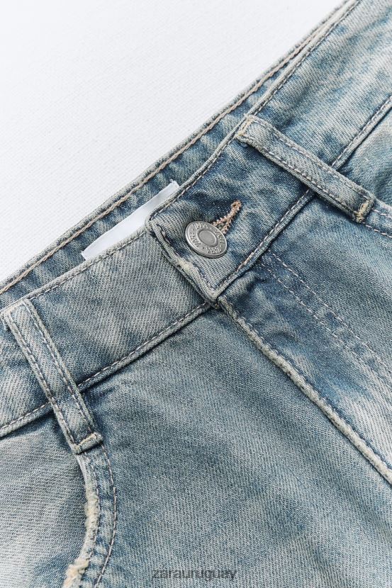 Zara jeans cargo trf de tiro medio mujer H6RHL2505 azul ropa