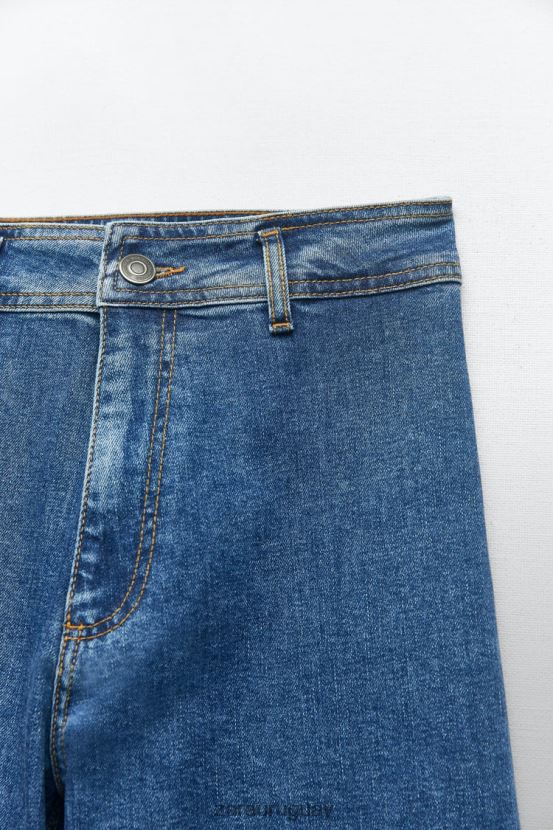 Zara jeans rectos zw marine de talle alto mujer H6RHL2512 azul ropa