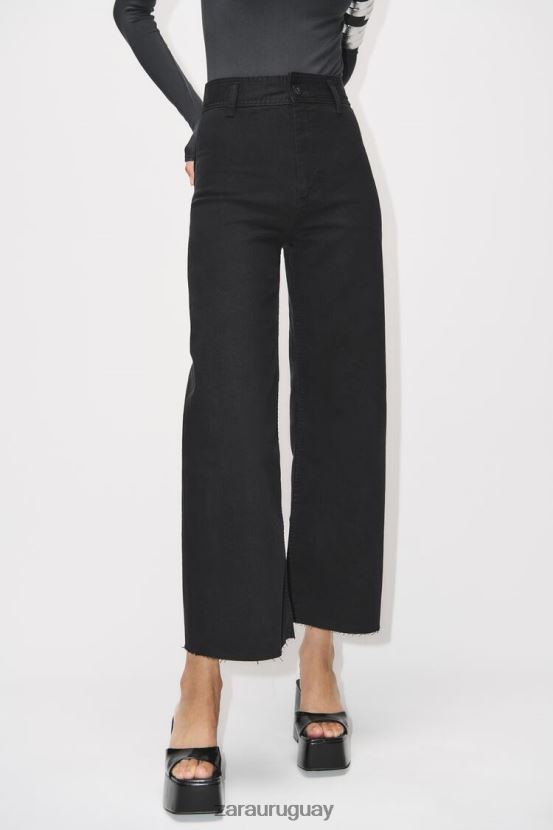 Zara jeans rectos zw marine de talle alto mujer H6RHL2515 negro ropa