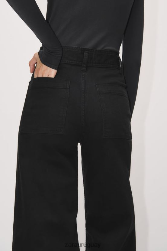 Zara jeans rectos zw marine de talle alto mujer H6RHL2515 negro ropa