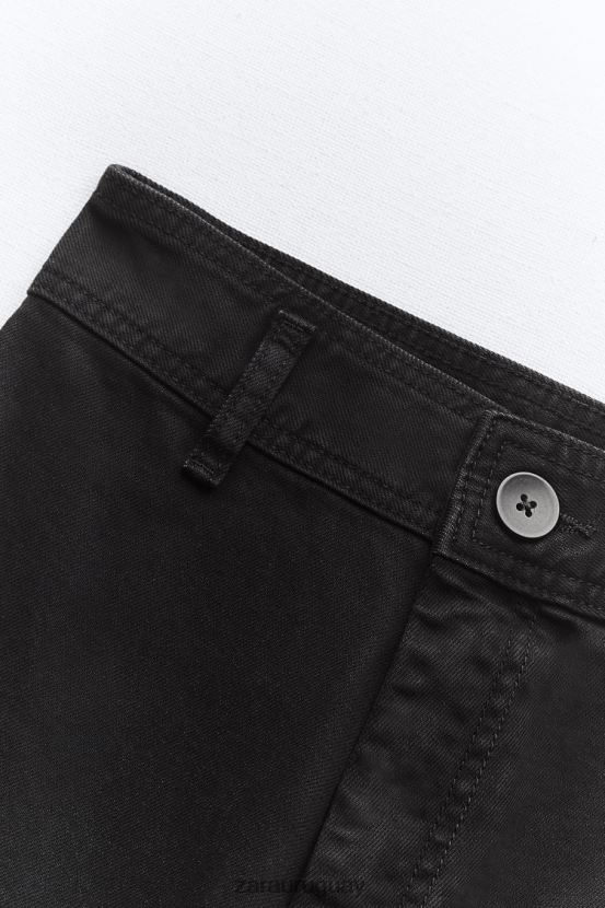 Zara jeans rectos zw marine de talle alto mujer H6RHL2515 negro ropa