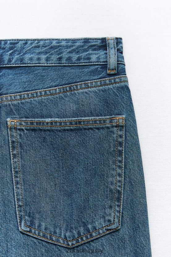 Zara jeans trf de tiro alto y pernera ancha mujer H6RHL2504 Azul marino ropa