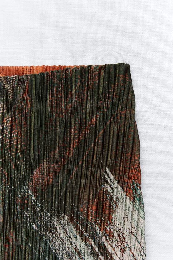 Zara pantalones estampados con pinzas mujer H6RHL2926 naranjas ropa