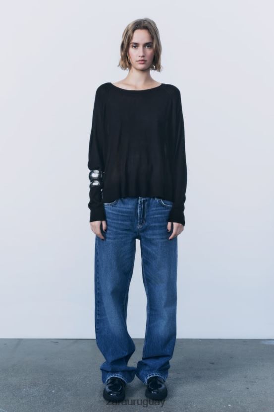 Zara suéter de punto básico mujer H6RHL2878 negro ropa