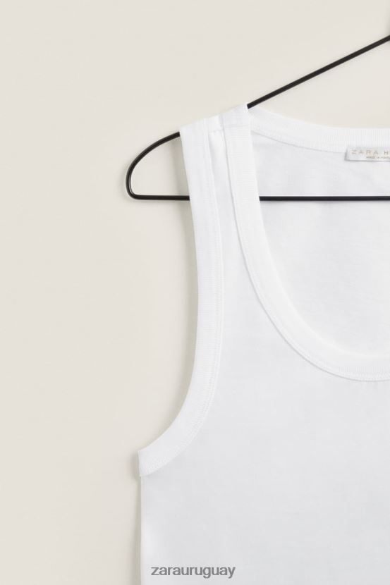 Zara Camiseta sin mangas mujer H6RHL21813 blanco ropa
