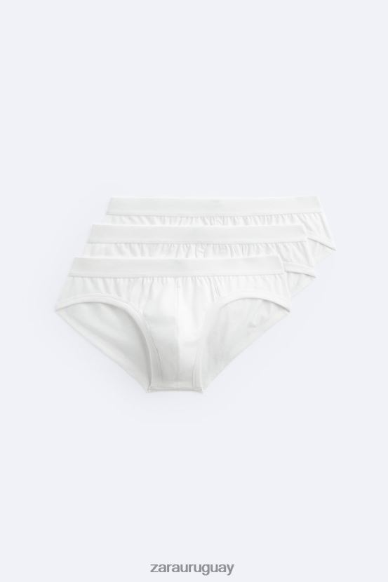 Zara Pack de 3 calzoncillos básicos. mujer H6RHL21432 blanco ropa