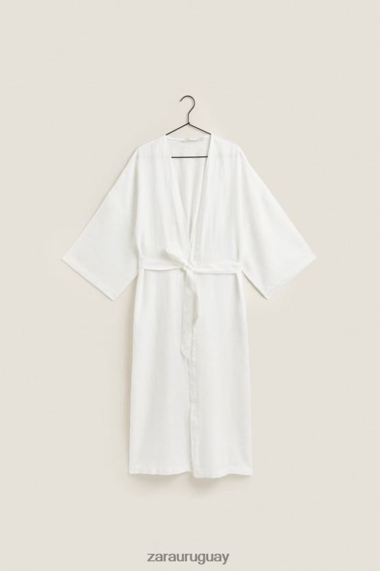 Zara bata de lino mujer H6RHL21818 crudo ropa