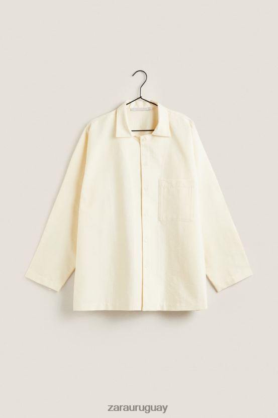 Zara camisa de color liso mujer H6RHL21802 vainilla ropa