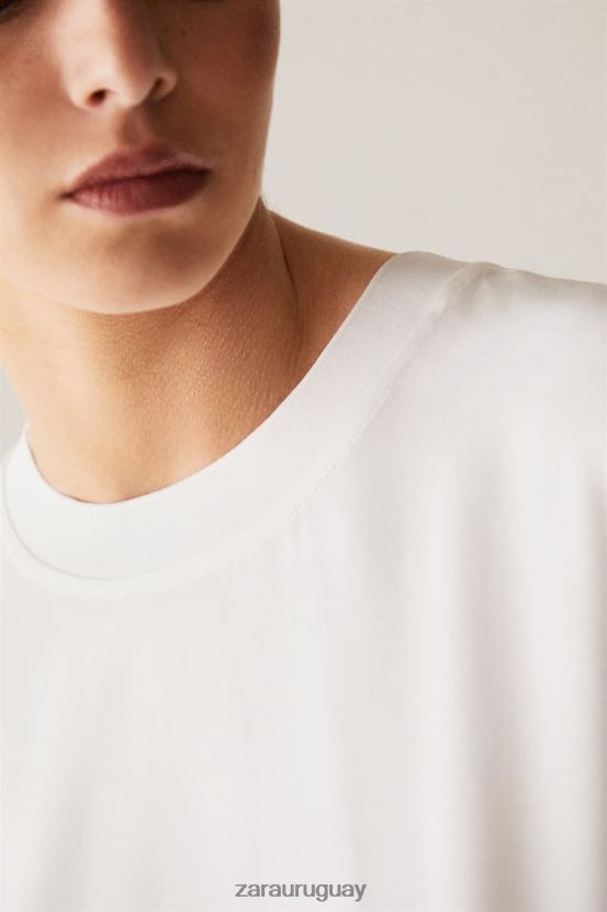 Zara camiseta suave al tacto mujer H6RHL21810 blanco ropa