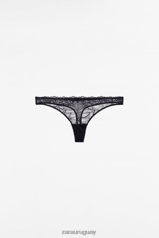 Zara tanga de encaje mujer H6RHL2827 negro ropa